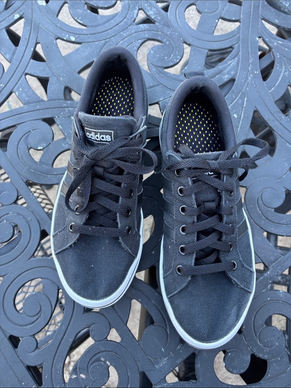 adidas Black Low-Top Canvas Sneakers with White Trim